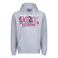 Heather Grey pink cozy season with snowman ado Premium Hoodie - AdoDesignShop