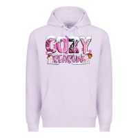 Lilac pink cozy season with snowman ado Premium Hoodie - AdoDesignShop