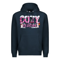 Navy pink cozy season with snowman ado Premium Hoodie - AdoDesignShop