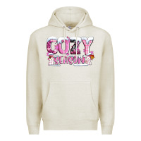 Oatmeal Heather pink cozy season with snowman ado Premium Hoodie - AdoDesignShop