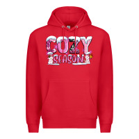 Red pink cozy season with snowman ado Premium Hoodie - AdoDesignShop