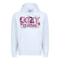 White pink cozy season with snowman ado Premium Hoodie - AdoDesignShop
