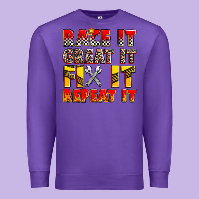 Race It Great It Fix It Repeat It Premium Sweatshirt Designed By Zillion Design Studio