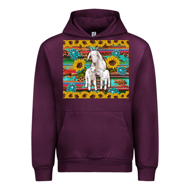 Goats Mom And Baby Sunflowers Gemstones Serape Leopard Glitter Wooden Urban Hoodie by Artiststas | Teevron
