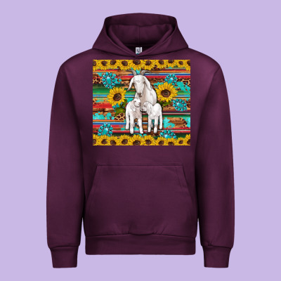 Goats Mom And Baby Sunflowers Gemstones Serape Leopard Glitter Wooden Urban Hoodie Designed By Artiststas