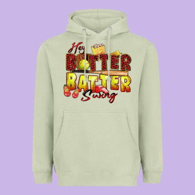 Hey Batter Batter Swing Softball Heavyweight Hoodie Designed By Zillion Design Studio