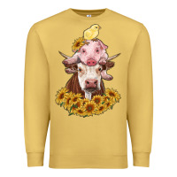 Antique Gold cow with pig and chick Premium Sweatshirt - RanaPortraitStore