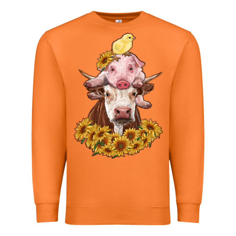 Cow With Pig And Chick Premium Sweatshirt by RanaPortraitStore | Teevron