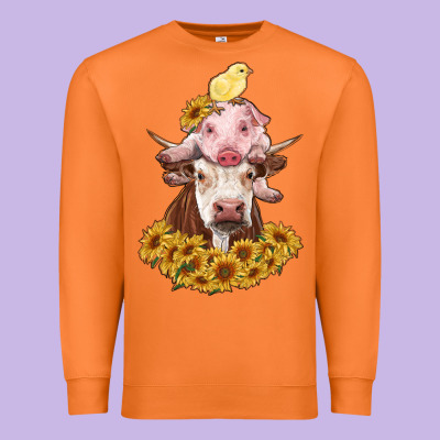 Cow With Pig And Chick Premium Sweatshirt Designed By Ranaportraitstore