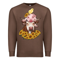 Chestnut cow with pig and chick Premium Sweatshirt - RanaPortraitStore