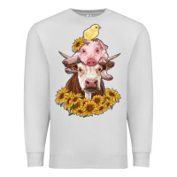Dove Grey cow with pig and chick Premium Sweatshirt - RanaPortraitStore
