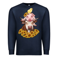 Navy cow with pig and chick Premium Sweatshirt - RanaPortraitStore