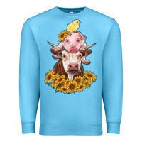 Ocean Blue cow with pig and chick Premium Sweatshirt - RanaPortraitStore