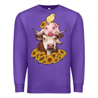 Purple cow with pig and chick Premium Sweatshirt - RanaPortraitStore