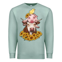 Seafoam cow with pig and chick Premium Sweatshirt - RanaPortraitStore