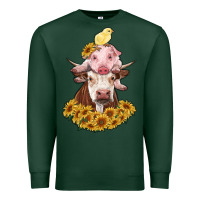 Sports Green cow with pig and chick Premium Sweatshirt - RanaPortraitStore