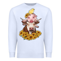 White cow with pig and chick Premium Sweatshirt - RanaPortraitStore