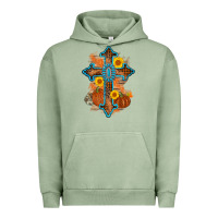 Pigment Oil Green thanksgiving cross pumpkin sunflower Urban Hoodie - AdoDesignShop