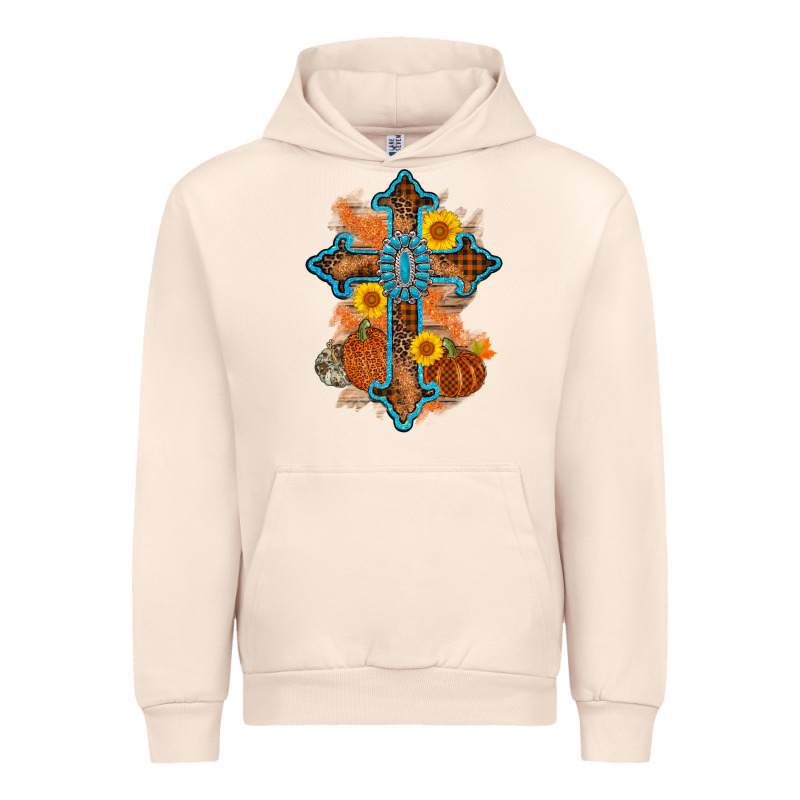 Thanksgiving Cross Pumpkin Sunflower Urban Hoodie by AdoDesignShop | Teevron