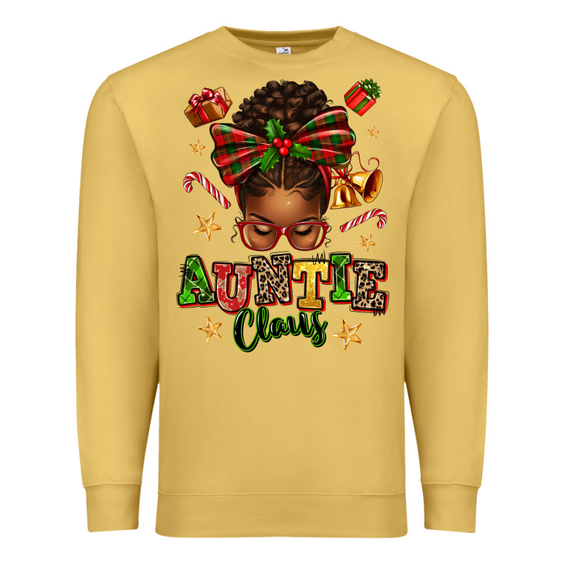 Auntie Claus Afro Messy Bun Premium Sweatshirt by texasbilliewilder | Teevron