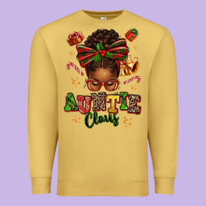Auntie Claus Afro Messy Bun Premium Sweatshirt Designed By Texasbilliewilder