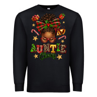 Black Auntie Claus Afro Messy Bun Premium Sweatshirt - texasbilliewilder