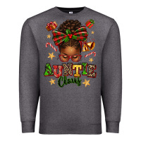 Charcoal Heather Auntie Claus Afro Messy Bun Premium Sweatshirt - texasbilliewilder
