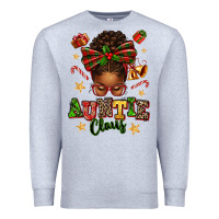 Heather Grey Auntie Claus Afro Messy Bun Premium Sweatshirt - texasbilliewilder