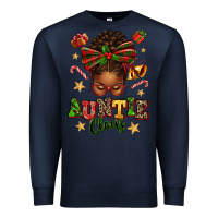 Navy Auntie Claus Afro Messy Bun Premium Sweatshirt - texasbilliewilder