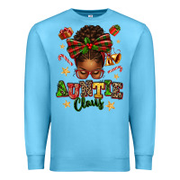 Ocean Blue Auntie Claus Afro Messy Bun Premium Sweatshirt - texasbilliewilder
