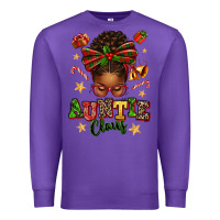 Purple Auntie Claus Afro Messy Bun Premium Sweatshirt - texasbilliewilder