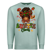 Seafoam Auntie Claus Afro Messy Bun Premium Sweatshirt - texasbilliewilder