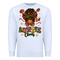 White Auntie Claus Afro Messy Bun Premium Sweatshirt - texasbilliewilder