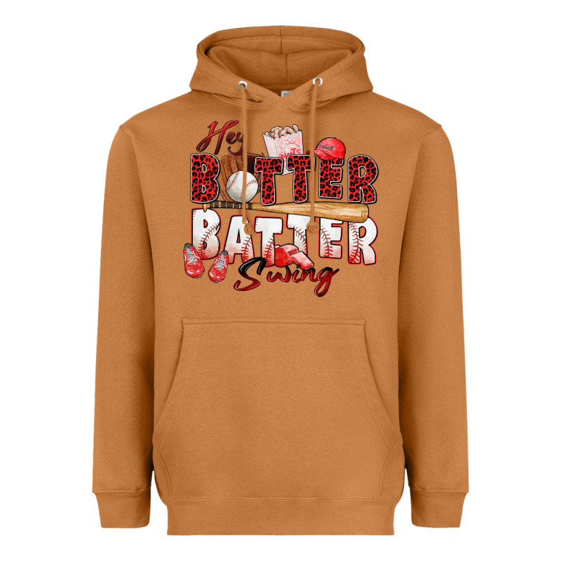 Hey Batter Batter Swing Baseball Heavyweight Hoodie by Zillion Design Studio | Teevron