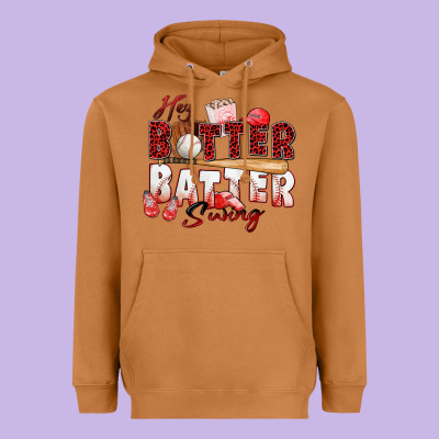 Hey Batter Batter Swing Baseball Heavyweight Hoodie Designed By Zillion Design Studio