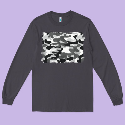 Black And White Camouflage Long Sleeve Tee Designed By Barkaloodesign