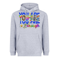 Heather Grey you are enough with daisies Heavyweight Hoodie - texasbilliewilder