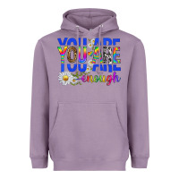 Lavender you are enough with daisies Heavyweight Hoodie - texasbilliewilder
