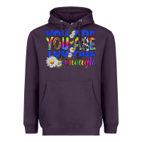 Plum you are enough with daisies Heavyweight Hoodie - texasbilliewilder