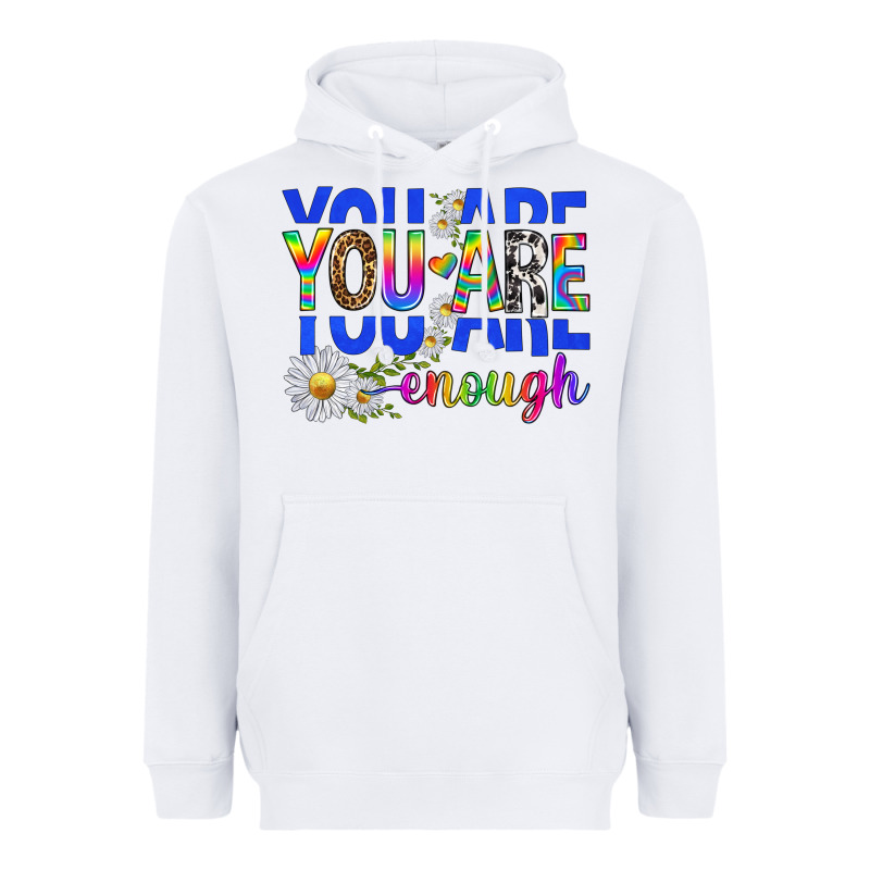 You Are Enough With Daisies Heavyweight Hoodie by texasbilliewilder | Teevron