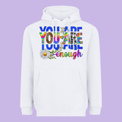 Heavyweight Hoodie you are enough with daisies