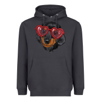 Smoke Dachshund with love glasses Heavyweight Hoodie - RanaPortraitStore