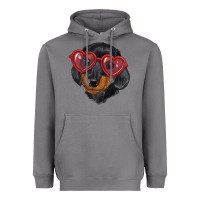 Storm Dachshund with love glasses Heavyweight Hoodie - RanaPortraitStore