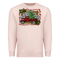 Pale Pink christmas truck with tree Premium Sweatshirt - RanaPortraitStore