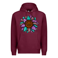 Burgundy sunflower leopard color Premium Hoodie - JahusDesignShop