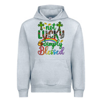 Heather Grey Western St. Patrick's Day Cross Not Lucky Simply Blessed Urban Hoodie - Artiststas