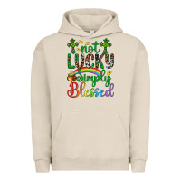 Pigment French Oak Western St. Patrick's Day Cross Not Lucky Simply Blessed Urban Hoodie - Artiststas