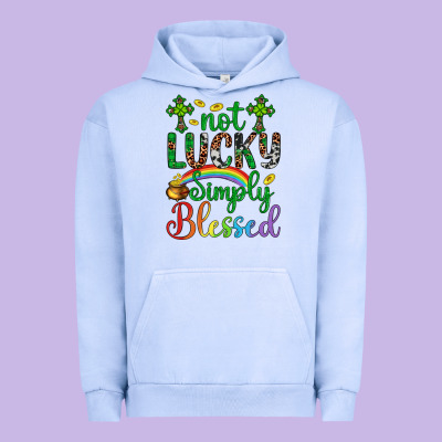 Western St. Patrick's Day Cross Not Lucky Simply Blessed Urban Hoodie Designed By Artiststas