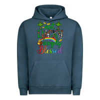 Pigment Midnight Navy Western St. Patrick's Day Cross Not Lucky Simply Blessed Urban Hoodie - Artiststas