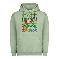 Pigment Oil Green Western St. Patrick's Day Cross Not Lucky Simply Blessed Urban Hoodie - Artiststas